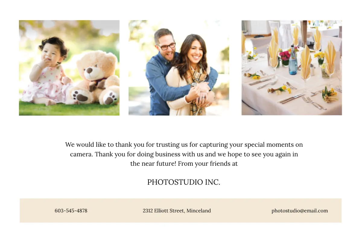 Free Photographer Thank You Card Template to Edit Online