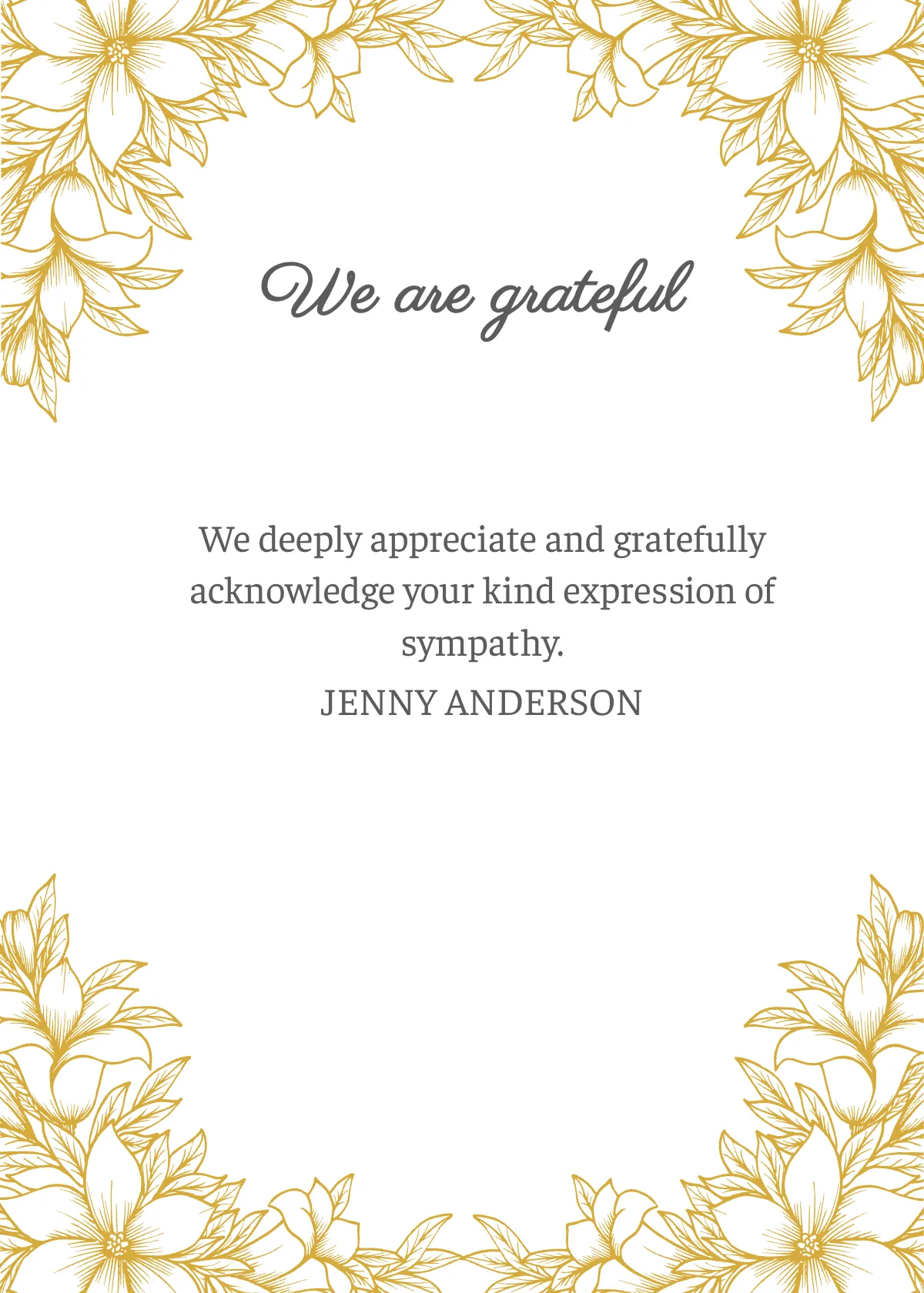 Free Sympathy Thank You Card Template to Edit Online