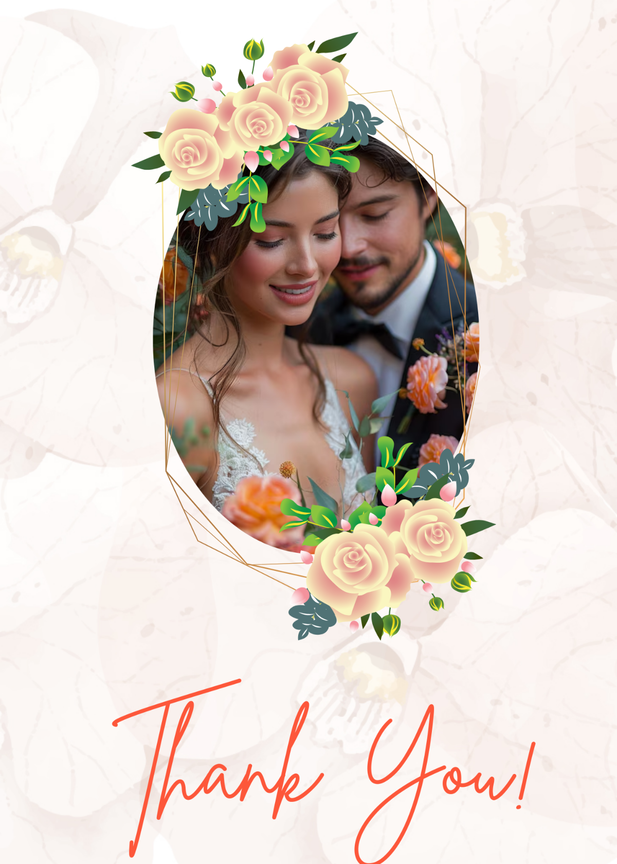 Simple Wedding Photo Thank You Card Template - Edit Online & Download