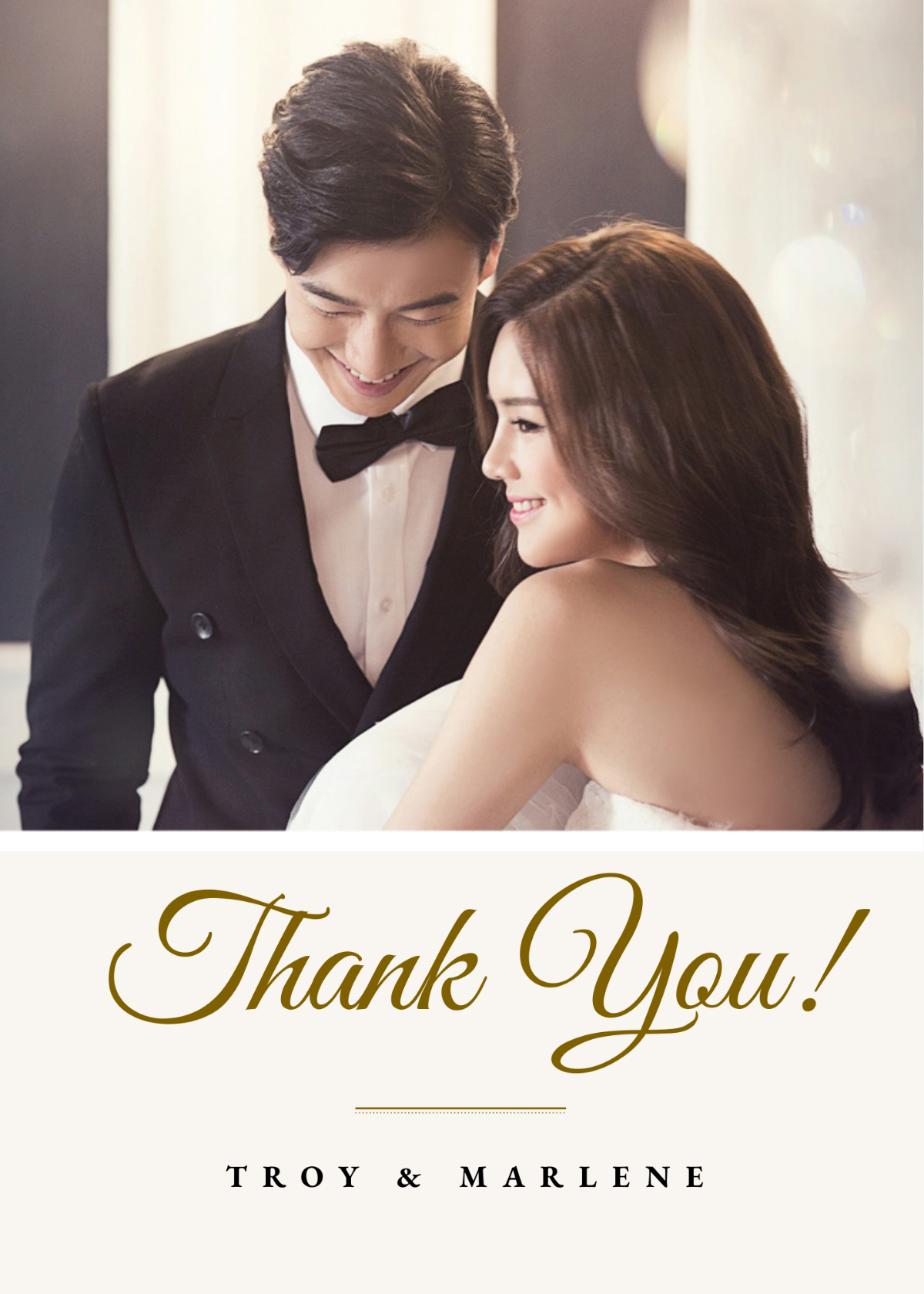 Simple Wedding Photo Thank You Card Template