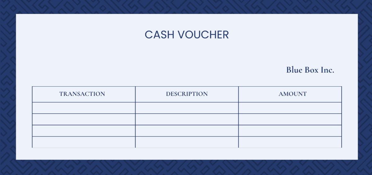 Sample Cash Voucher Template
