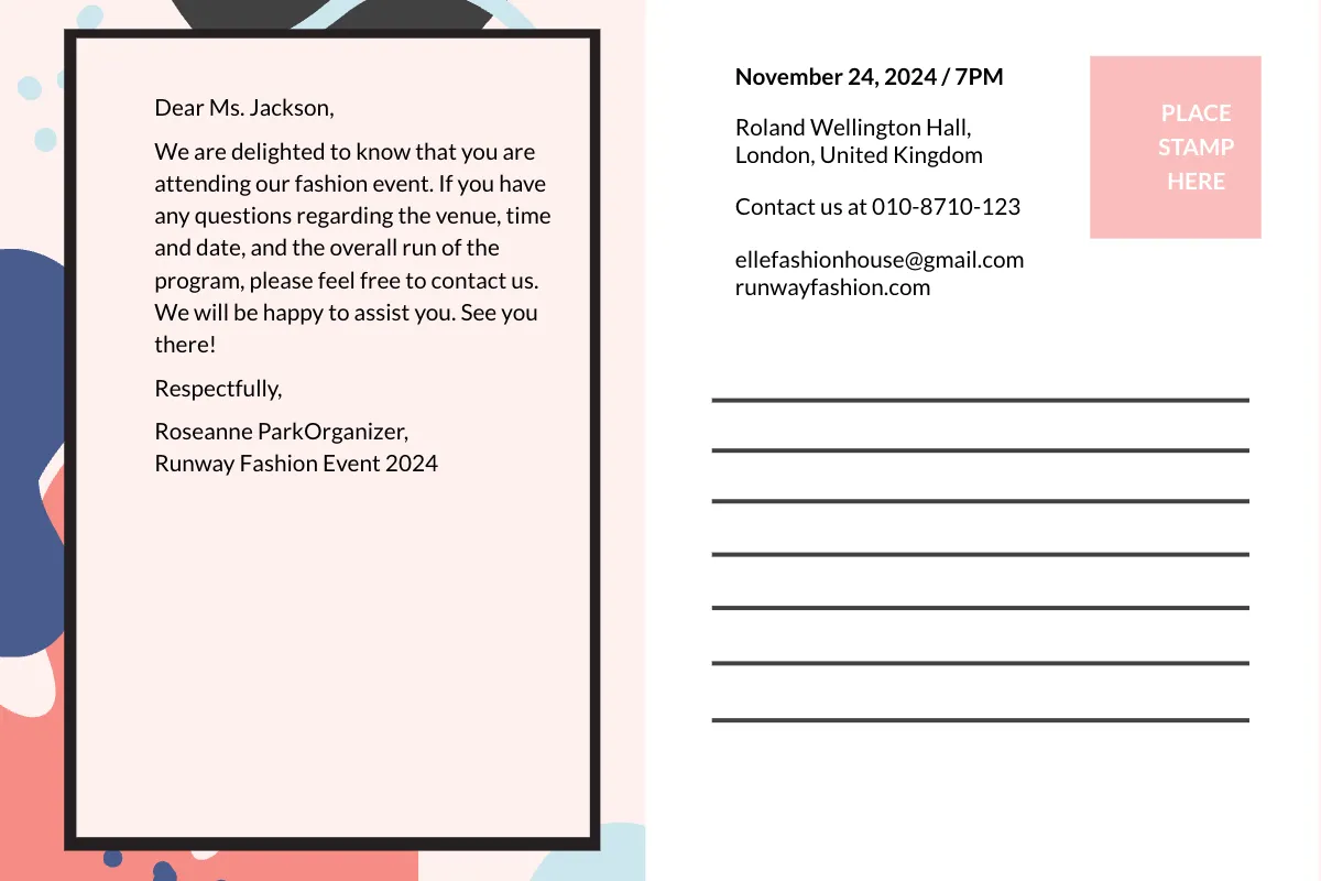 Free Fashion Event Postcard Template to Edit Online