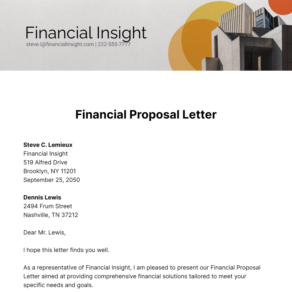 Financial Proposal Letter Template