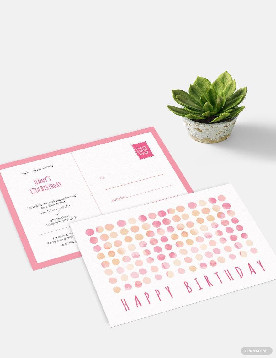 Birthday Invitation Postcard Template in Word, Illustrator, PSD, Apple Pages, Publisher, Outlook