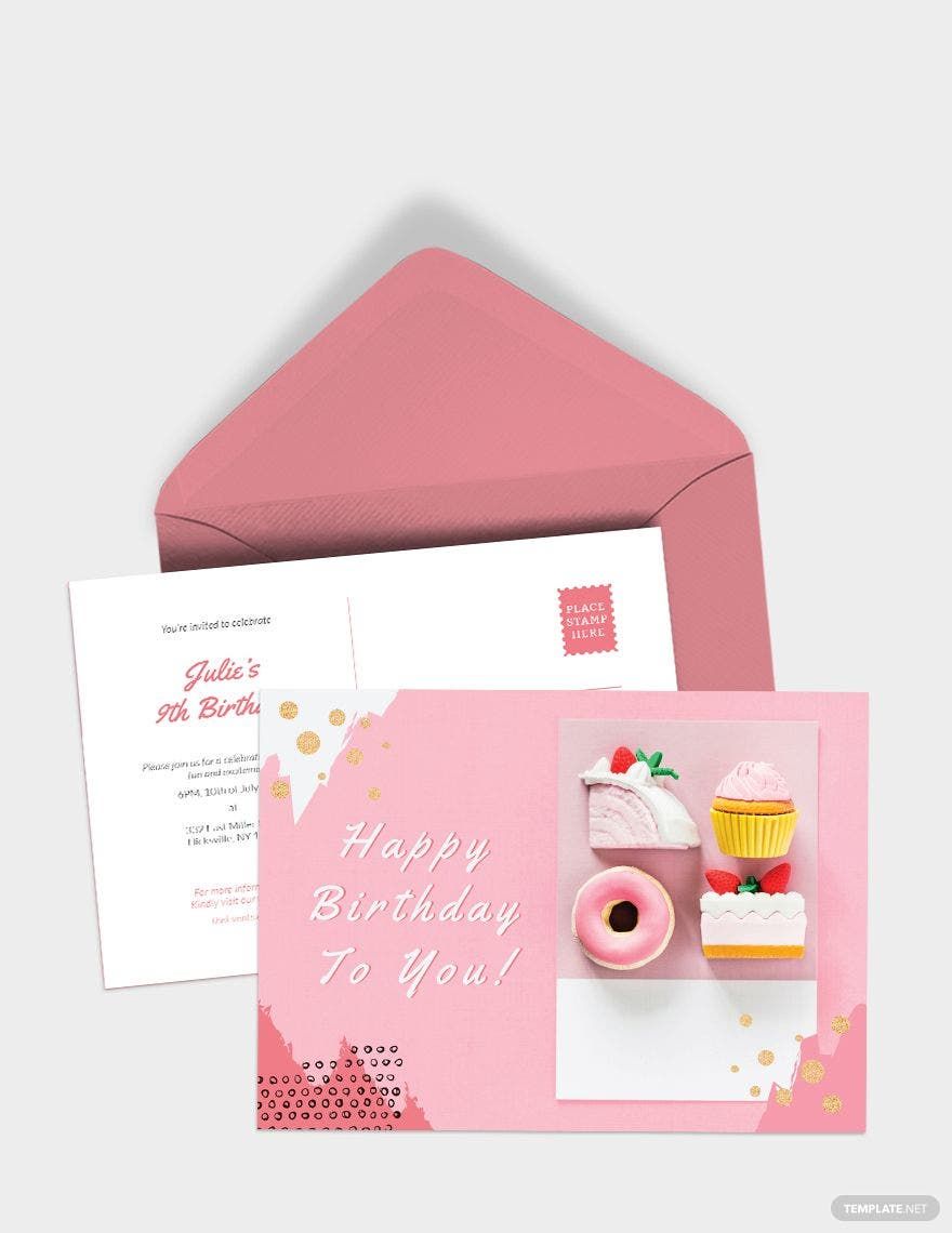 Birthday Party Postcard Template