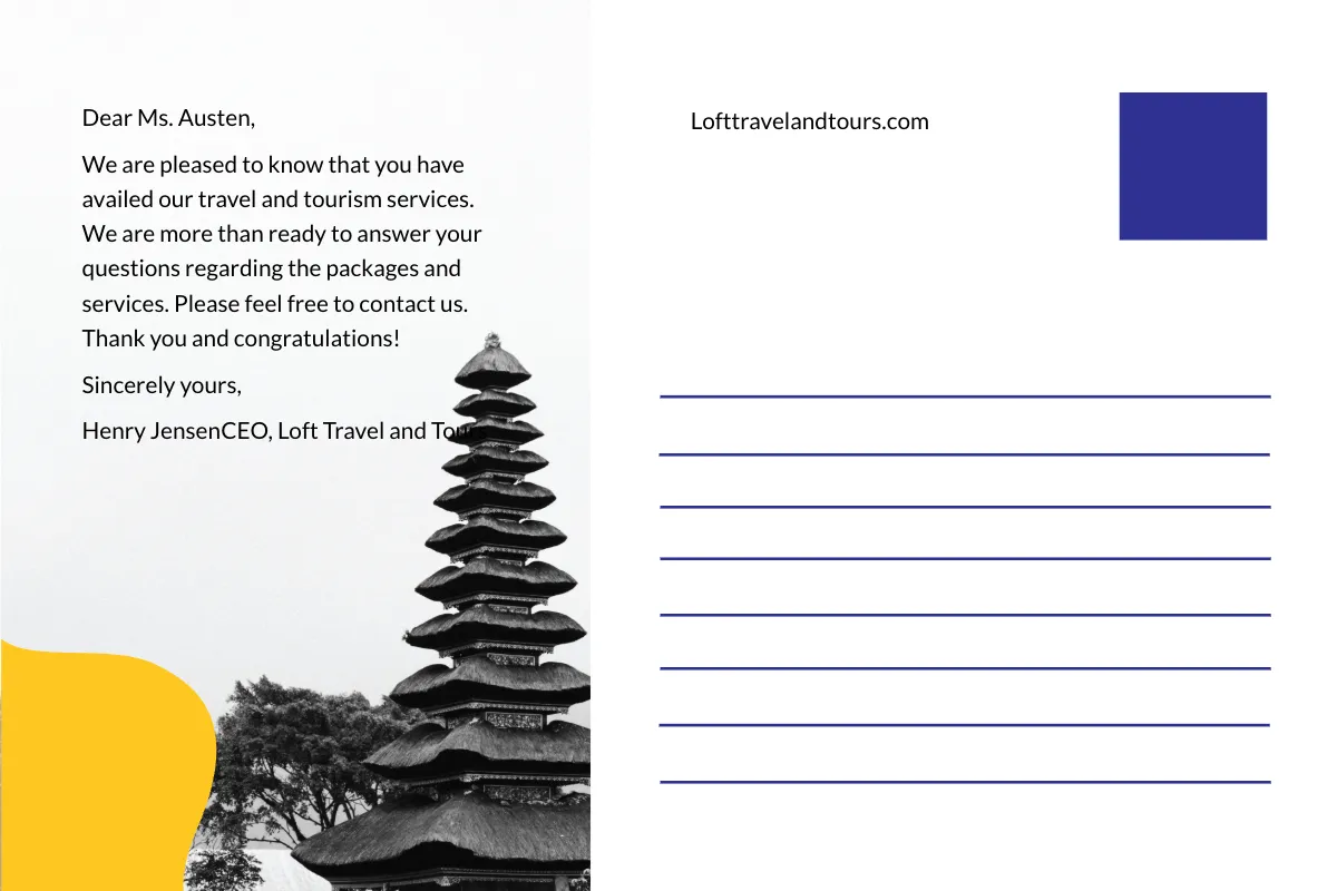 Free Travel & Tourism Postcard Template to Edit Online