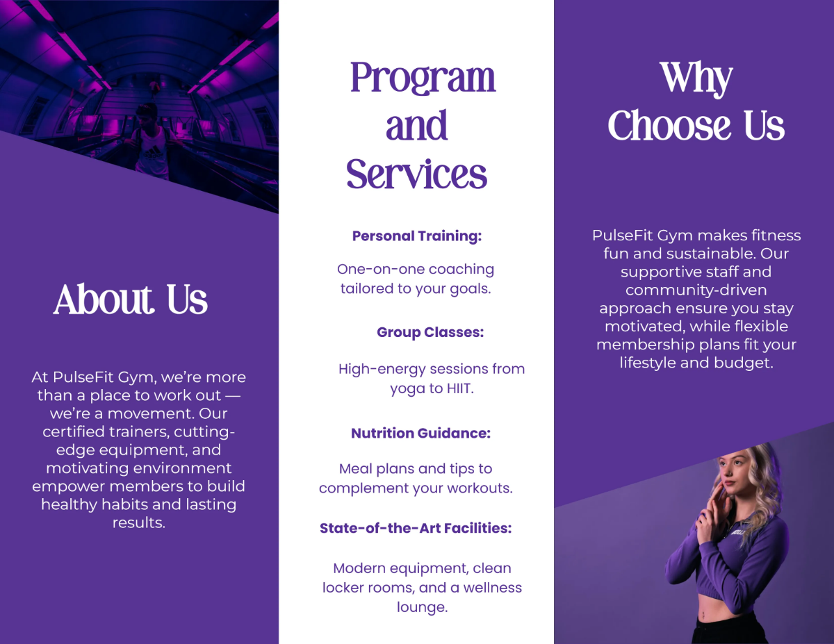 Free Fitness Gym Tri-Fold Brochure Template to Edit Online Free Fitness Gym Tri-Fold Brochure Template to Edit Online