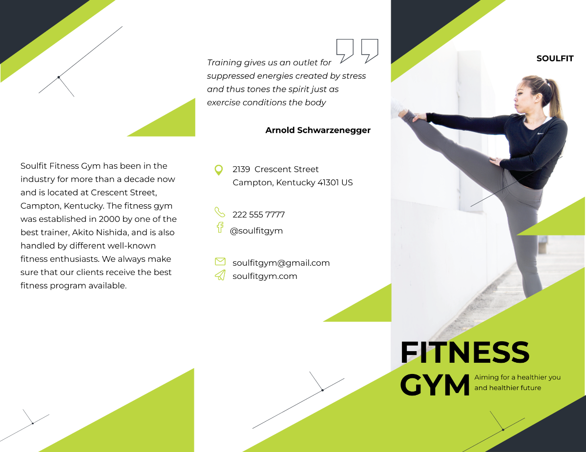 Fitness Gym Tri-Fold Brochure Template - Edit Online & Download