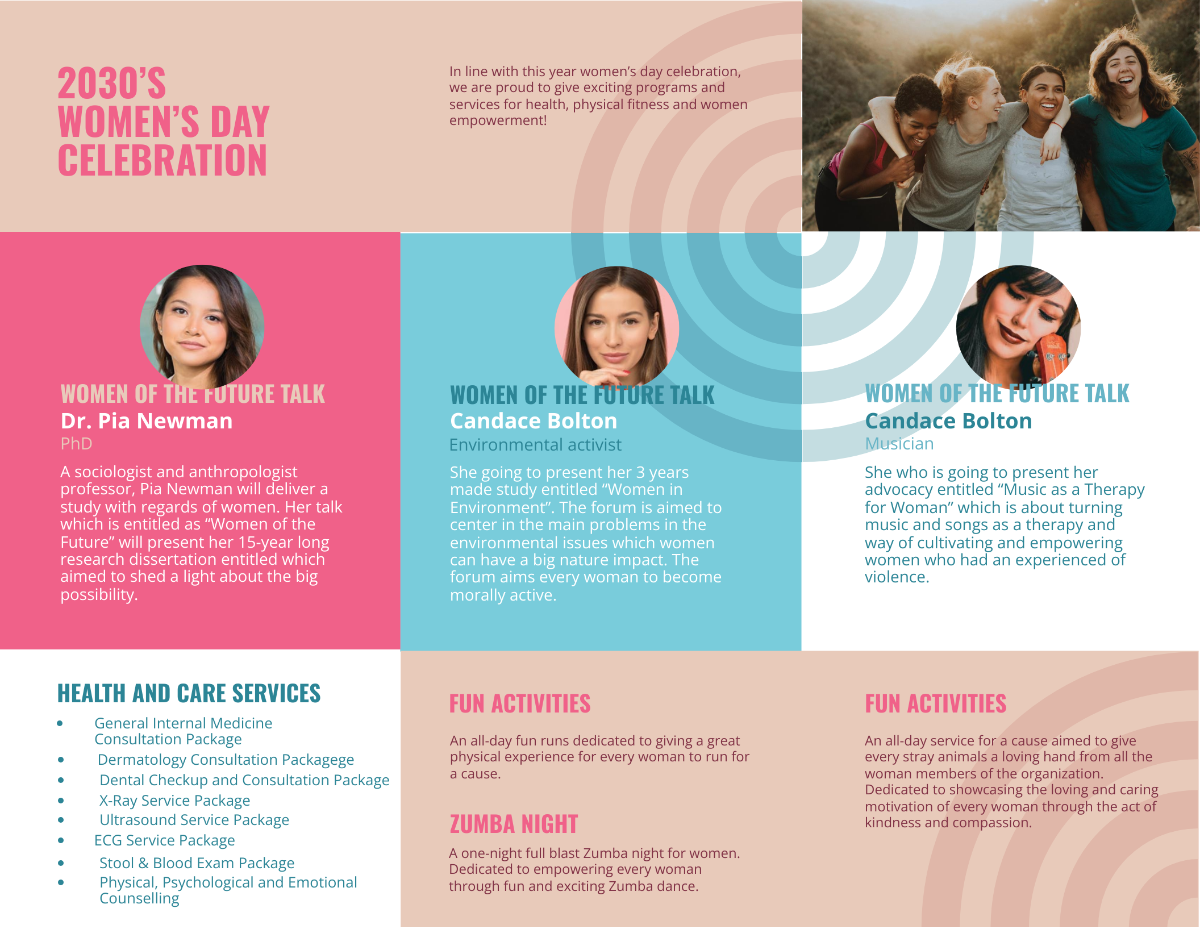 Women%27s Day Tri-Fold Brochure Template - Edit Online & Download