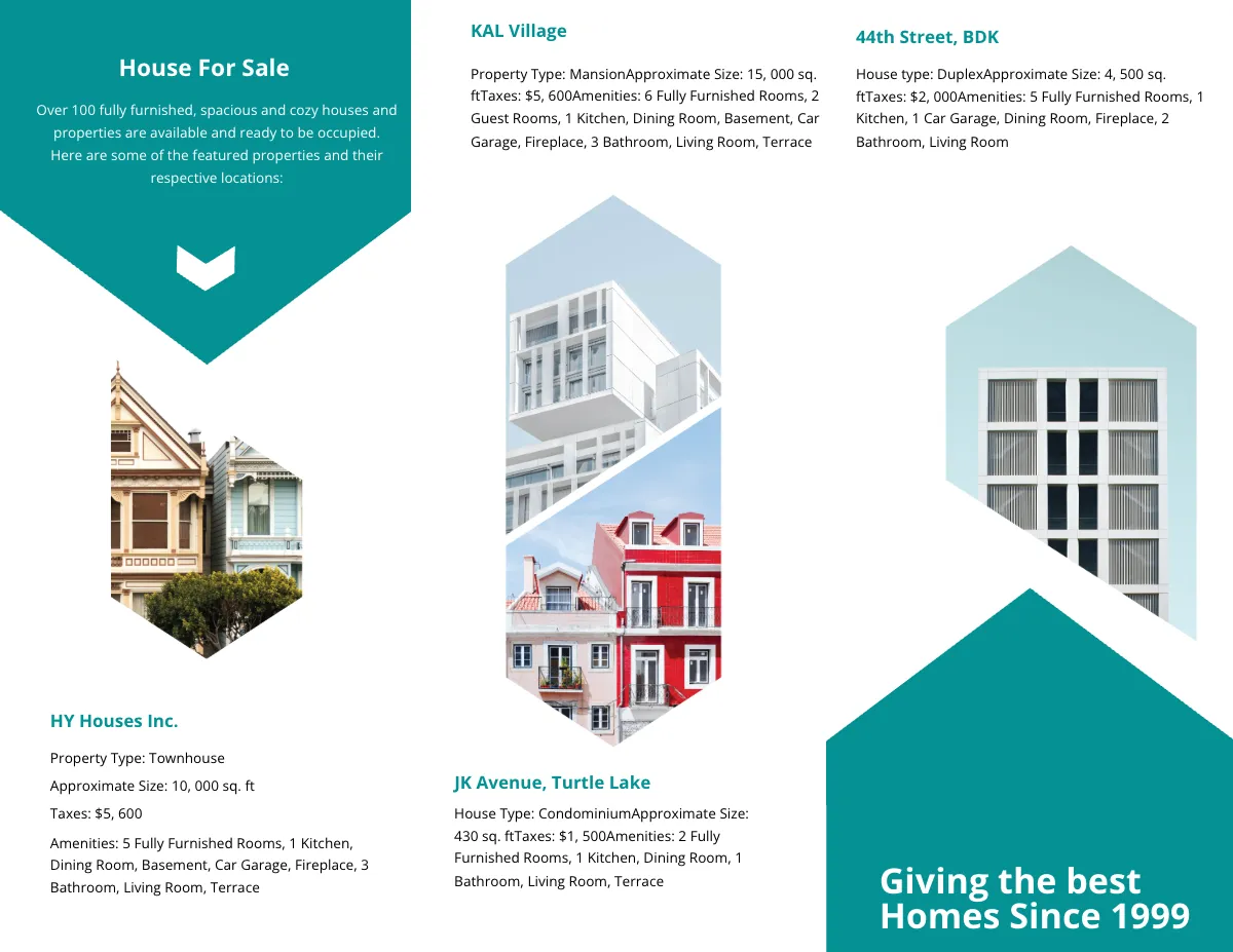 Free Editable House For Sale Tri-Fold Brochure Template to Edit Online