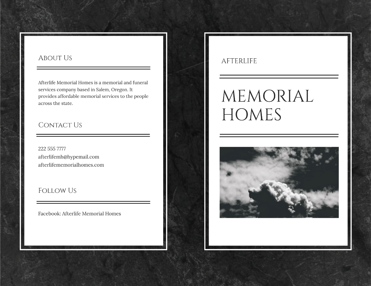 Memorial Bi-Fold Brochure Template - Edit Online & Download