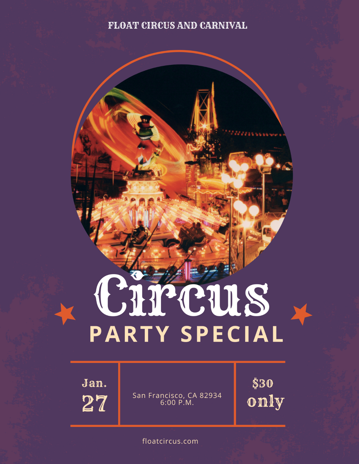 Circus Party Flyer Template - Edit Online & Download