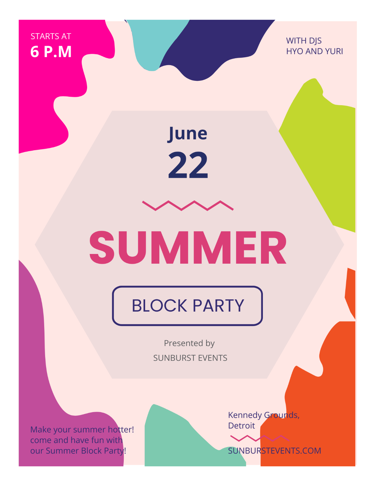 Summer Block Party Flyer Template - Edit Online & Download