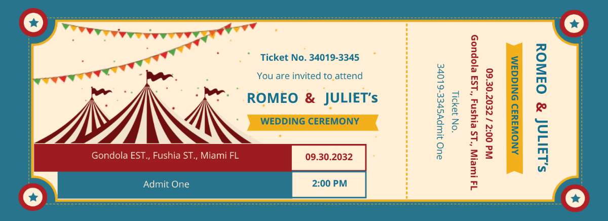 Free Carnival Wedding Ticket Template