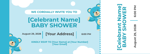 Baby Shower Ticket Invitation Template