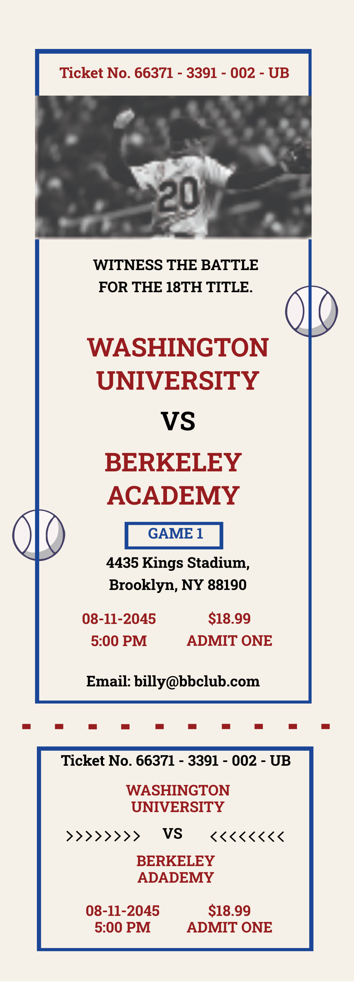 Baseball Invitation Ticket Template - Edit Online & Download