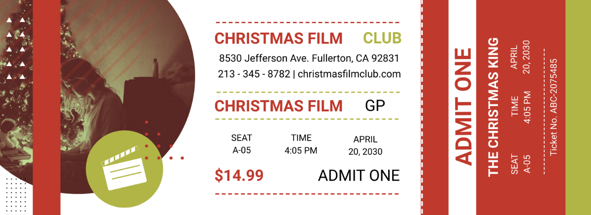 Christmas Movie Ticket Template