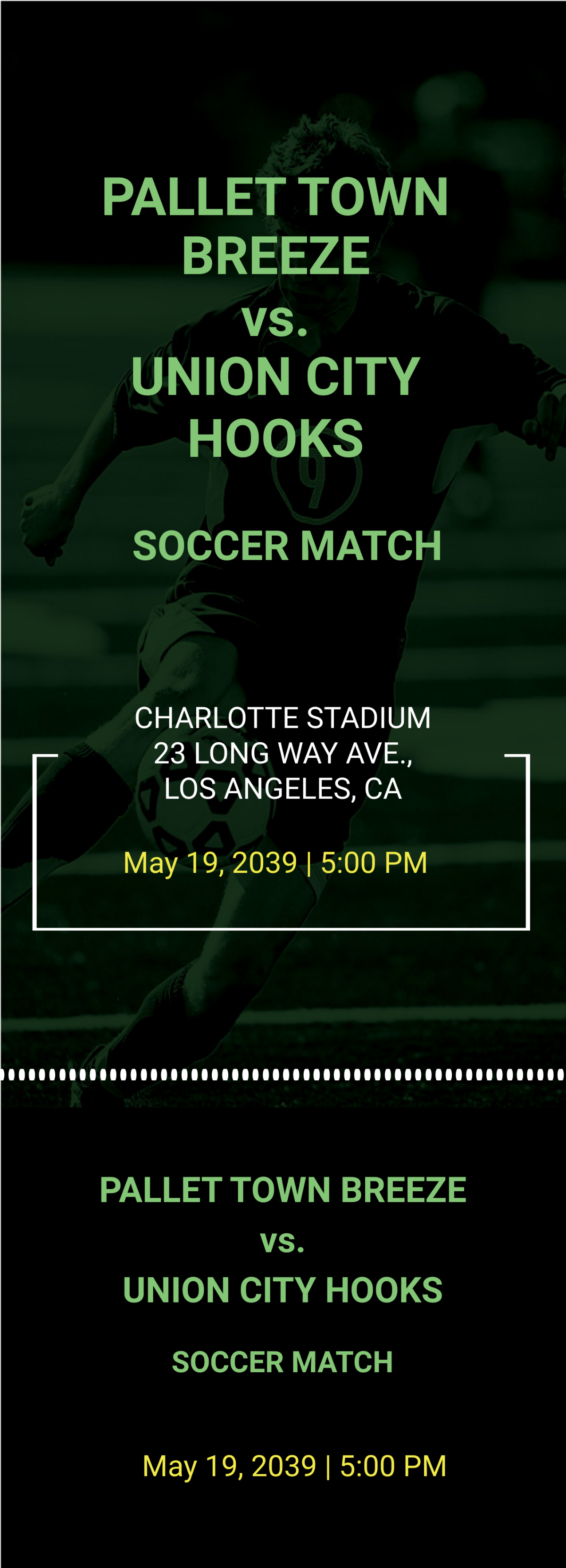 Soccer Game Ticket Invitation Template