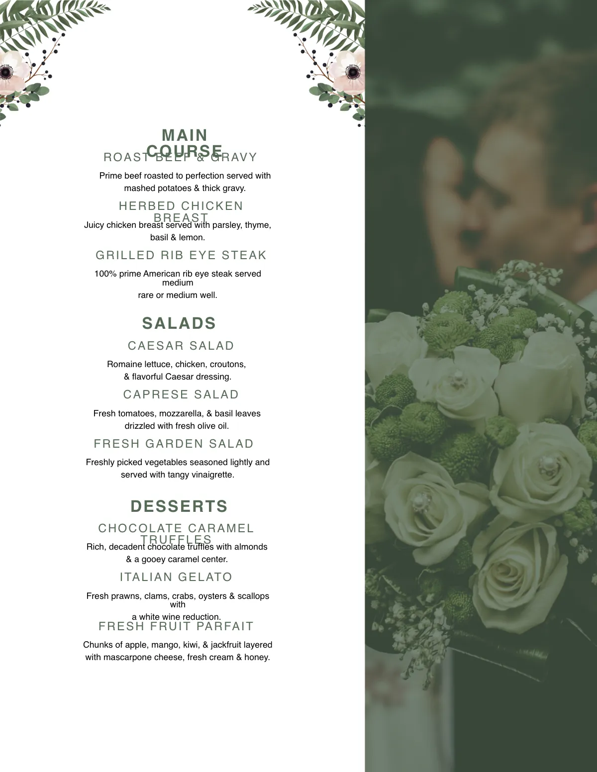 Free Family Style Wedding Menu Template to Edit Online