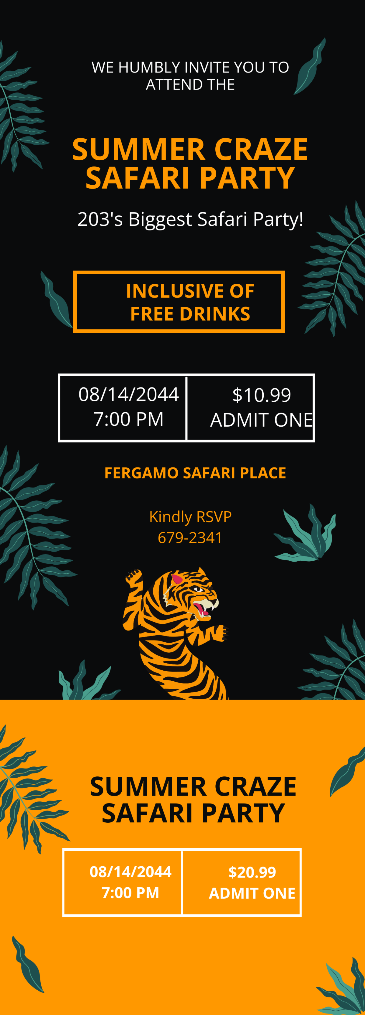Safari Party Ticket Invitation Template