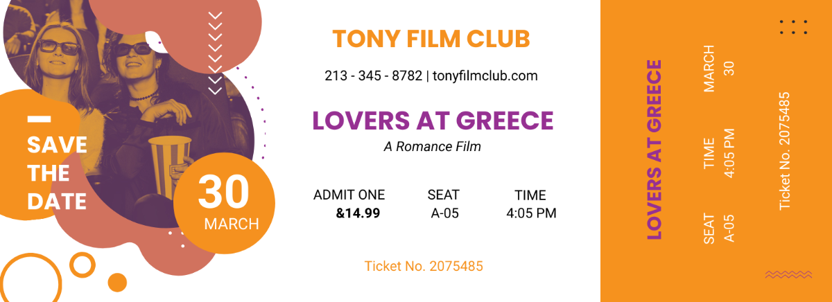 Save The Date Movie Ticket Template - Edit Online & Download