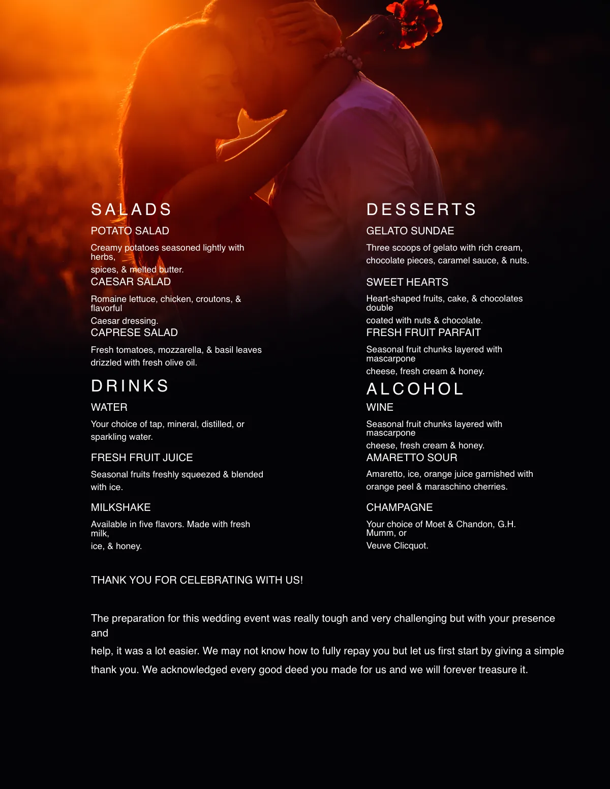 Free Romantic Wedding Menu Template to Edit Online