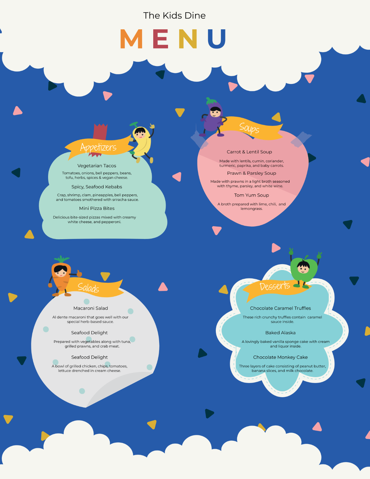 Kids Dinner Menu Template - Edit Online & Download