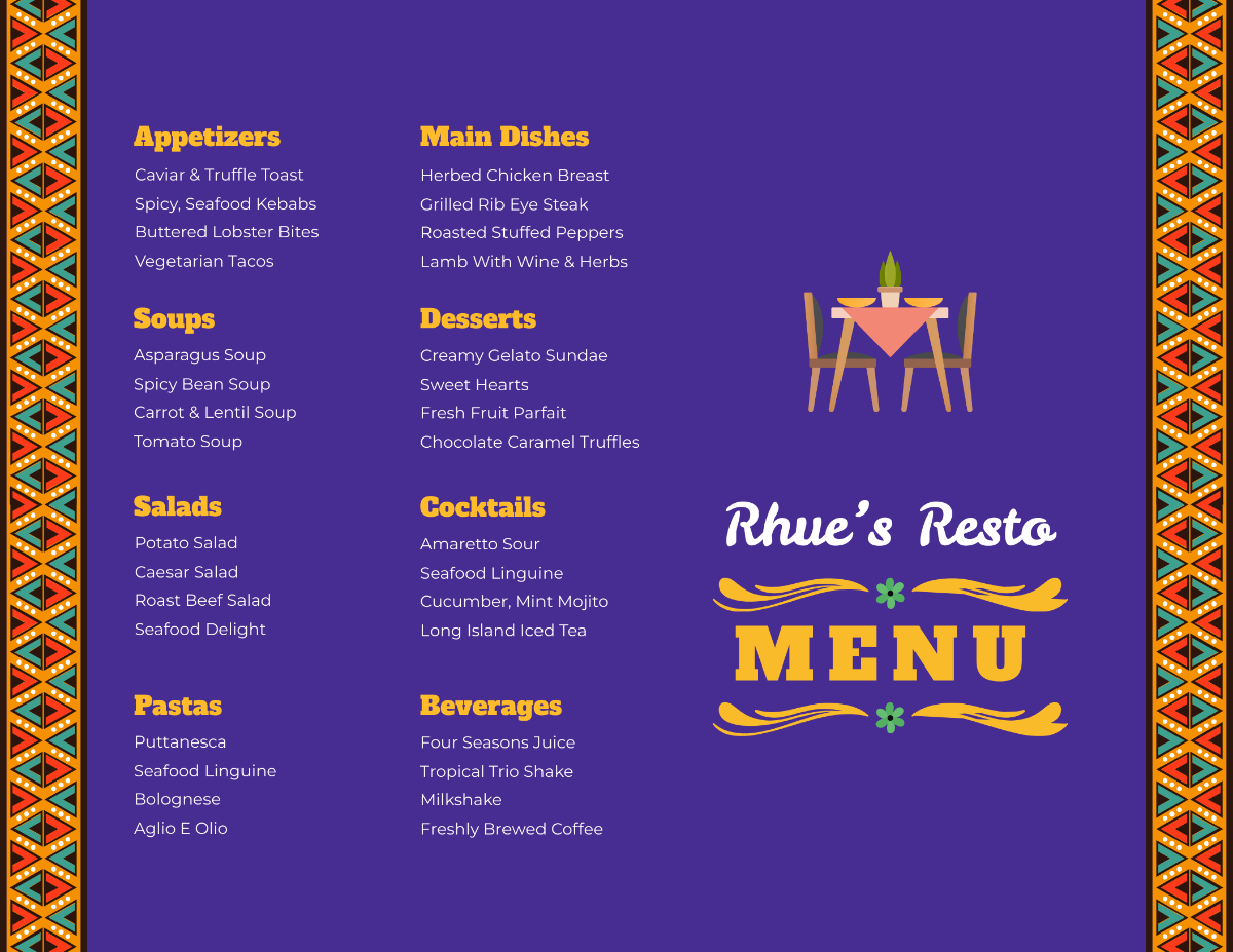 Mexican Dinner Menu Template - Edit Online & Download