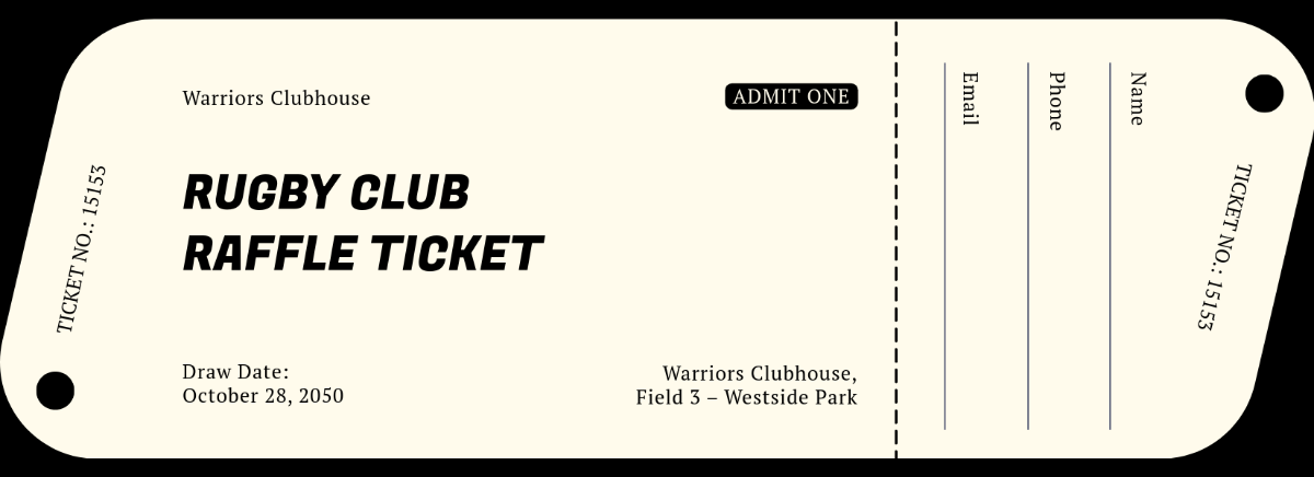 Free Rugby Raffle Ticket Template to Edit Online
