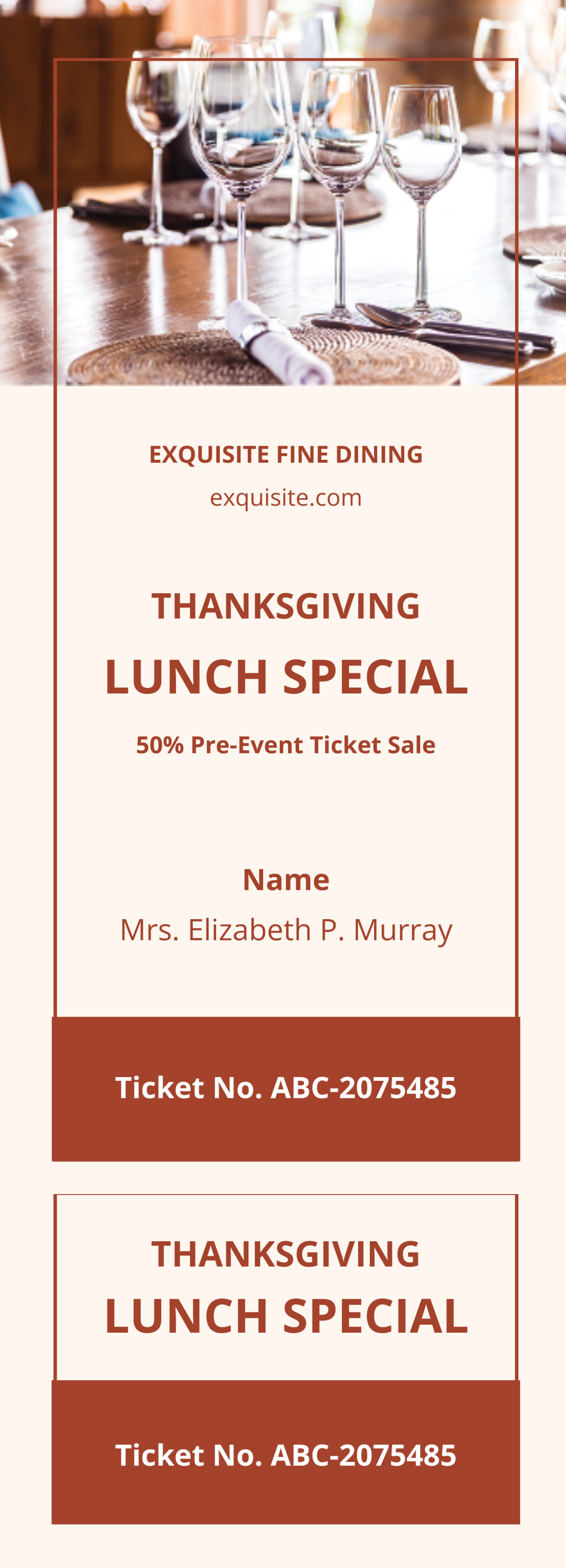 Lunch Sale Ticket Template