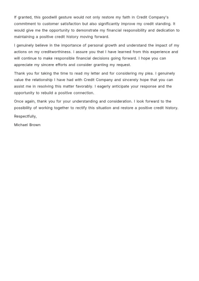 Free Credit Goodwill Letter Template to Edit Online