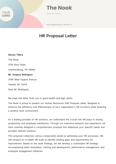 Free HR Proposal Letter Template to Edit Online