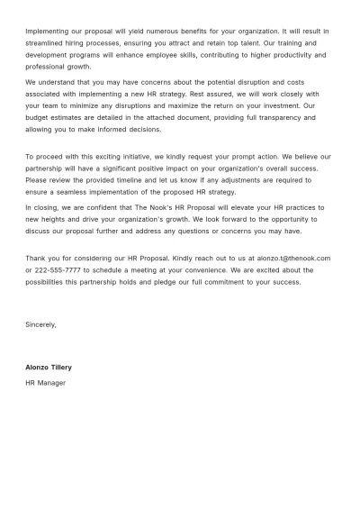 Free HR Proposal Letter Template to Edit Online