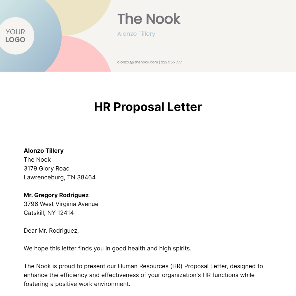 HR Proposal Letter Template