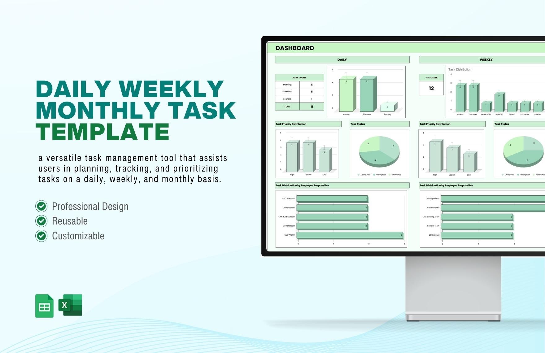 Daily Weekly Monthly Task Template