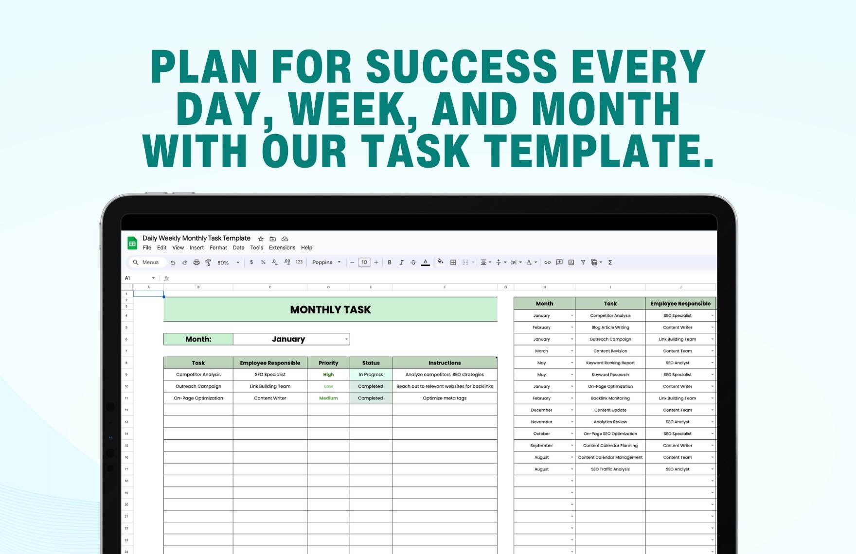 Daily Weekly Monthly Task Template