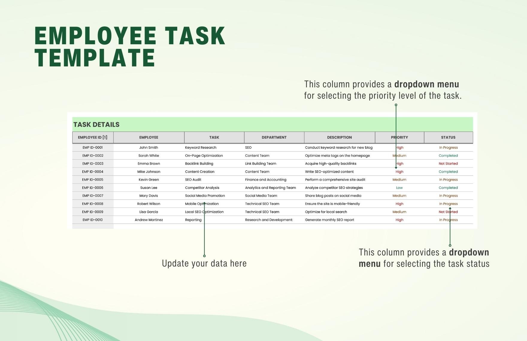 Employee Task Template in Excel Google Sheets Download Template net
