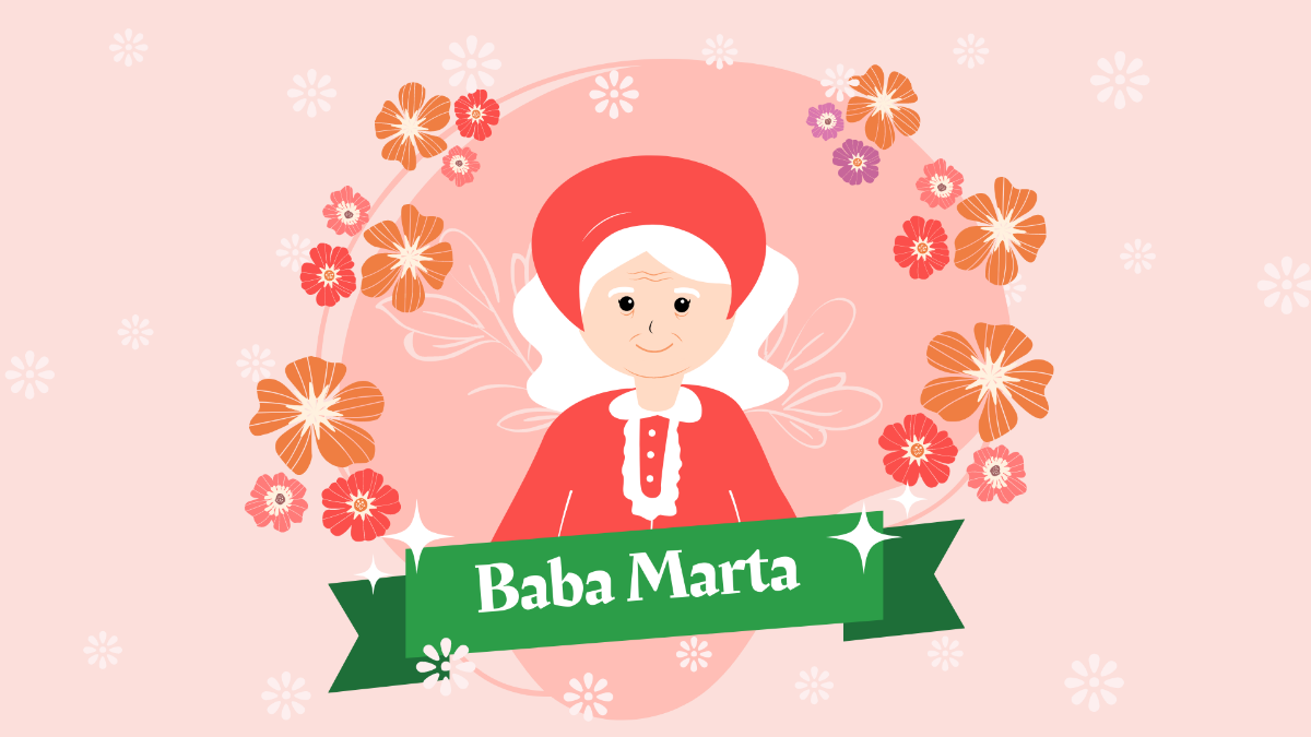 Baba Marta Cartoon Background Template