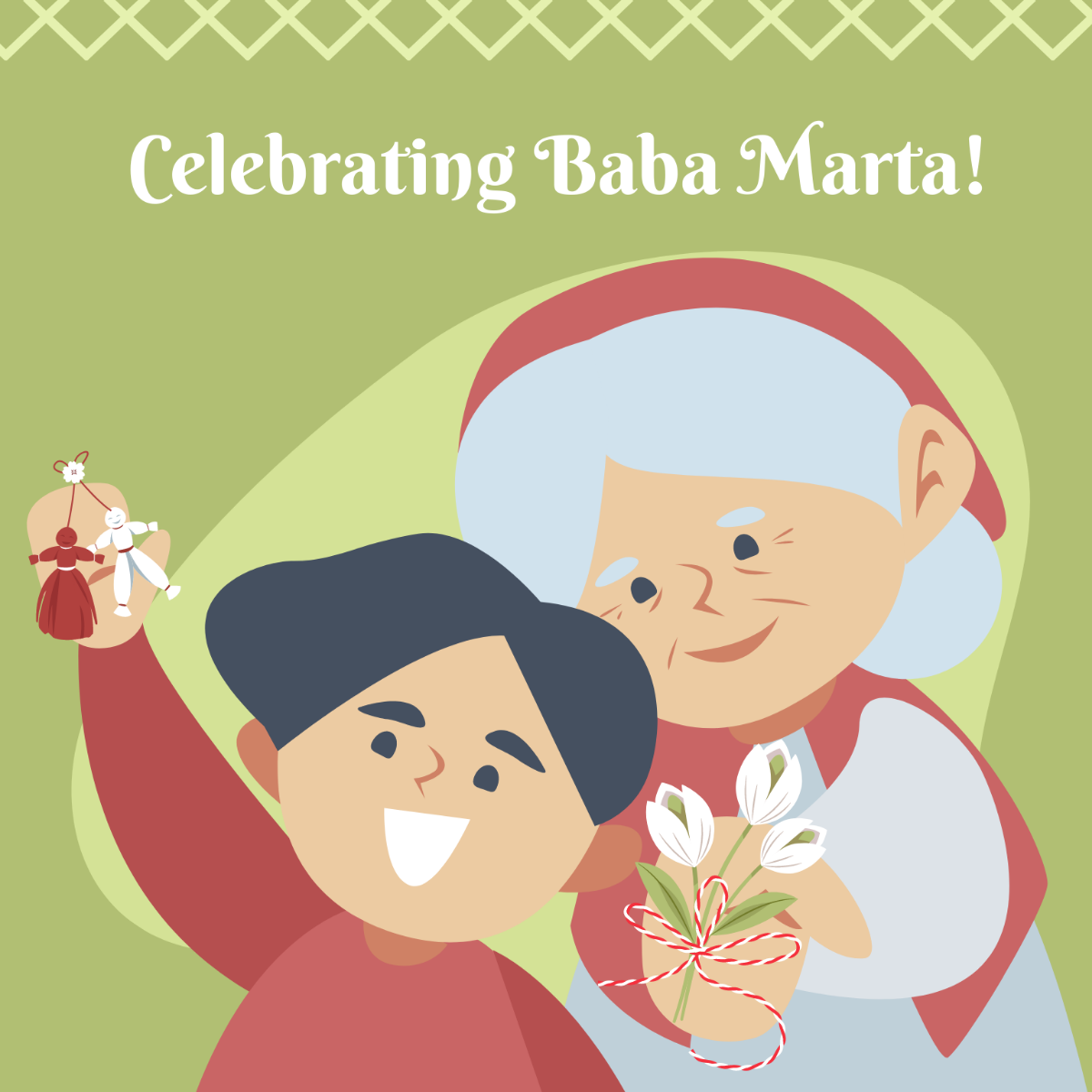 Baba Marta Celebration Vector Template