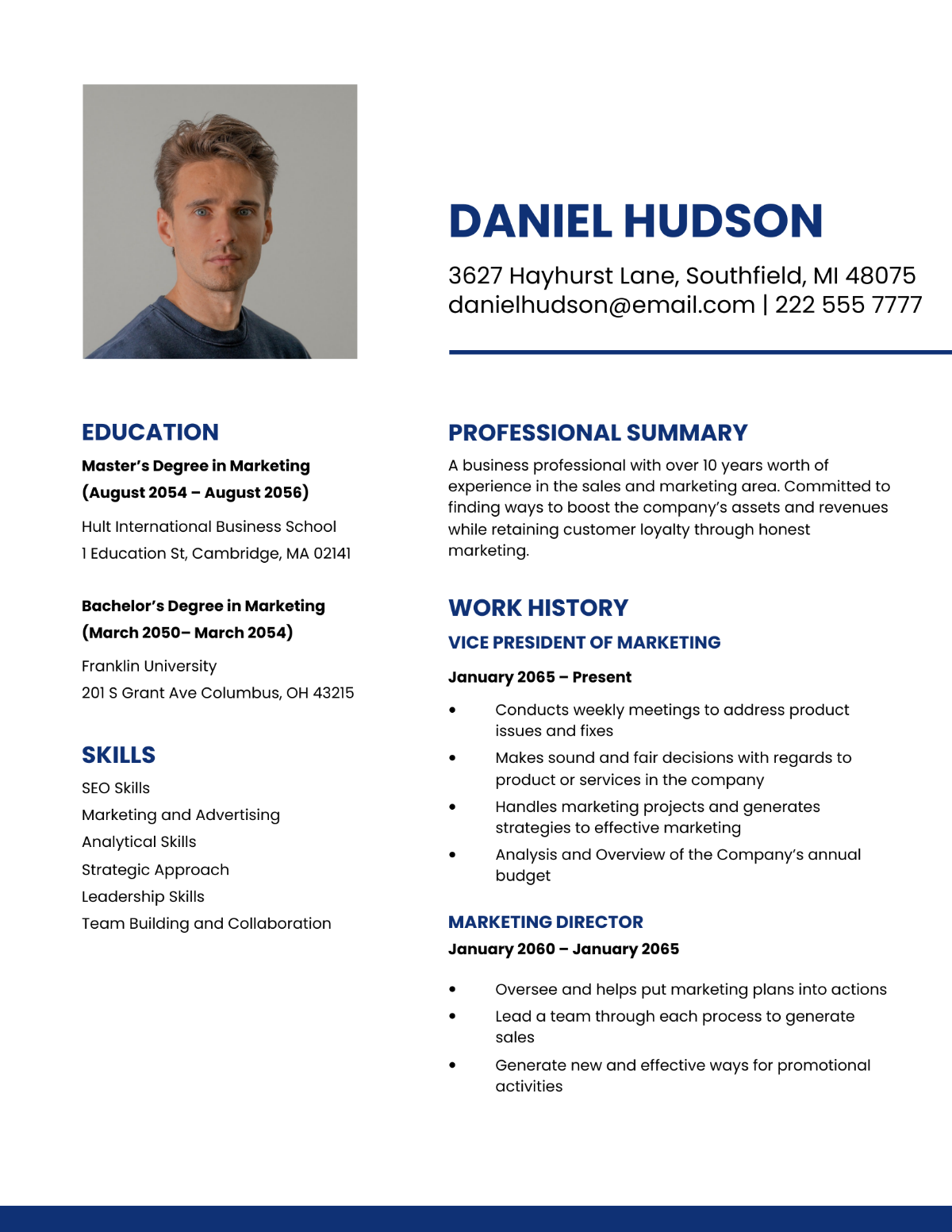 Vice President Of Marketing Resume Template