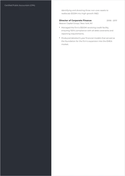 Free Vice President Of Finance ATS Resume Template, AI Resume Builder