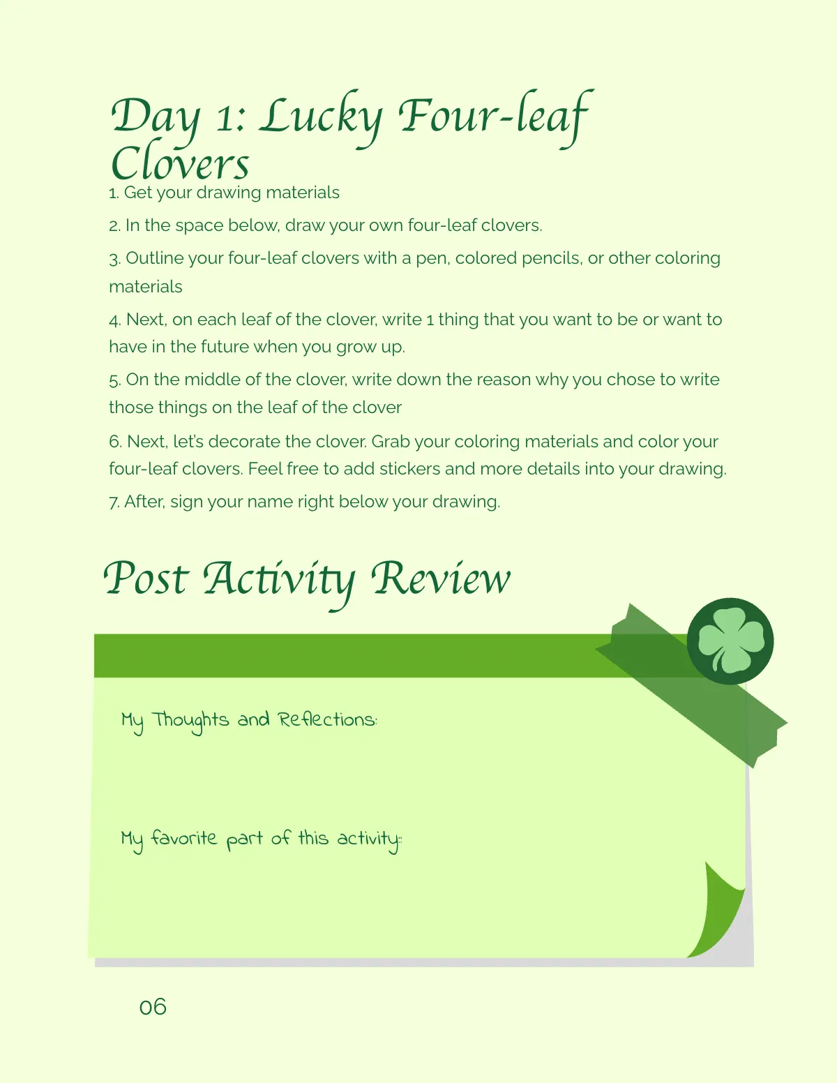 Free St. Patrick's Day Workbook For Kids Template to Edit Online