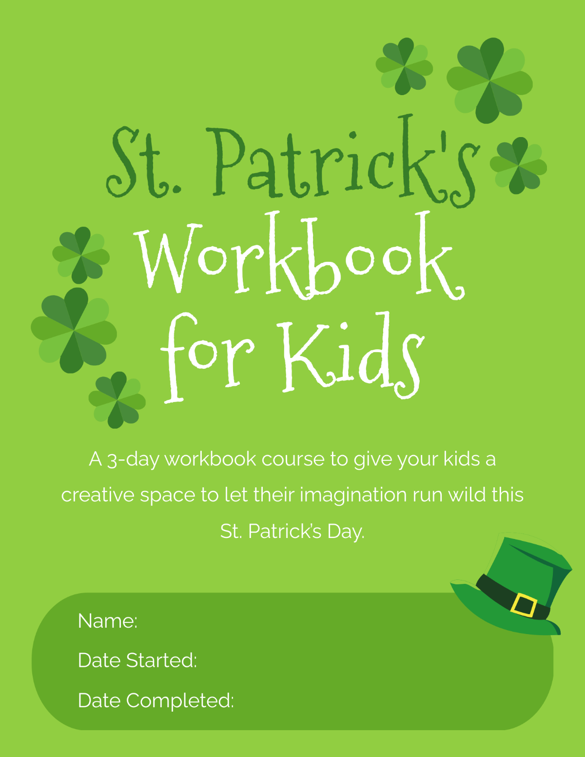 St. Patrick's Day Workbook For Kids Template