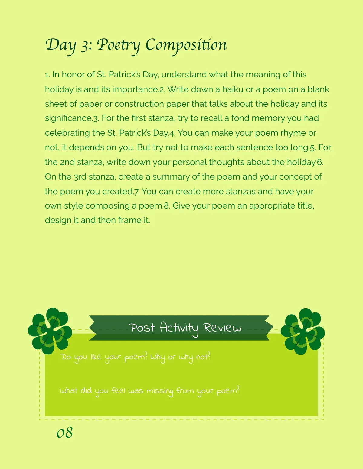 Free St. Patrick's Day Vocab Workbook Template to Edit Online