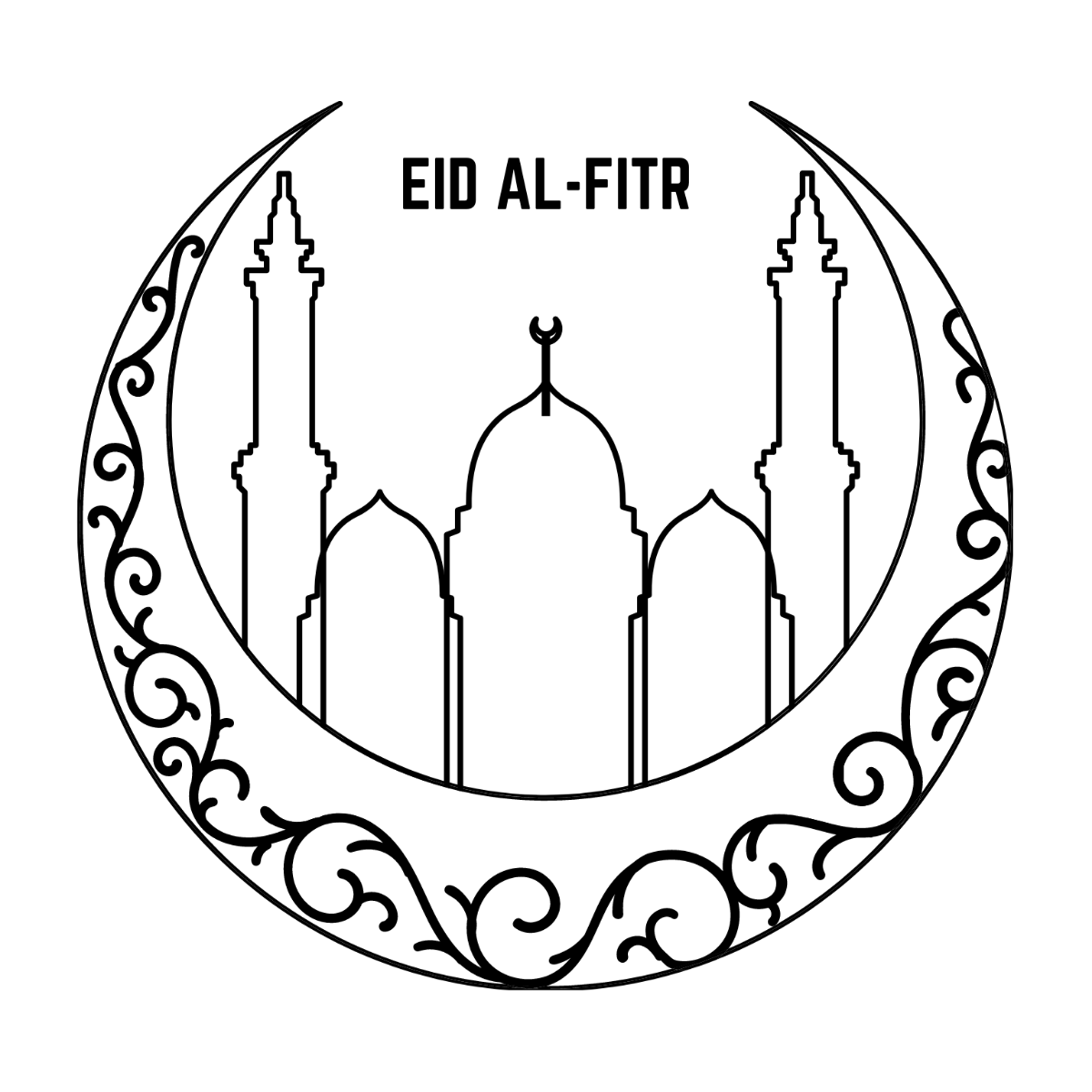 Eid al-Fitr Sketch Vector Template