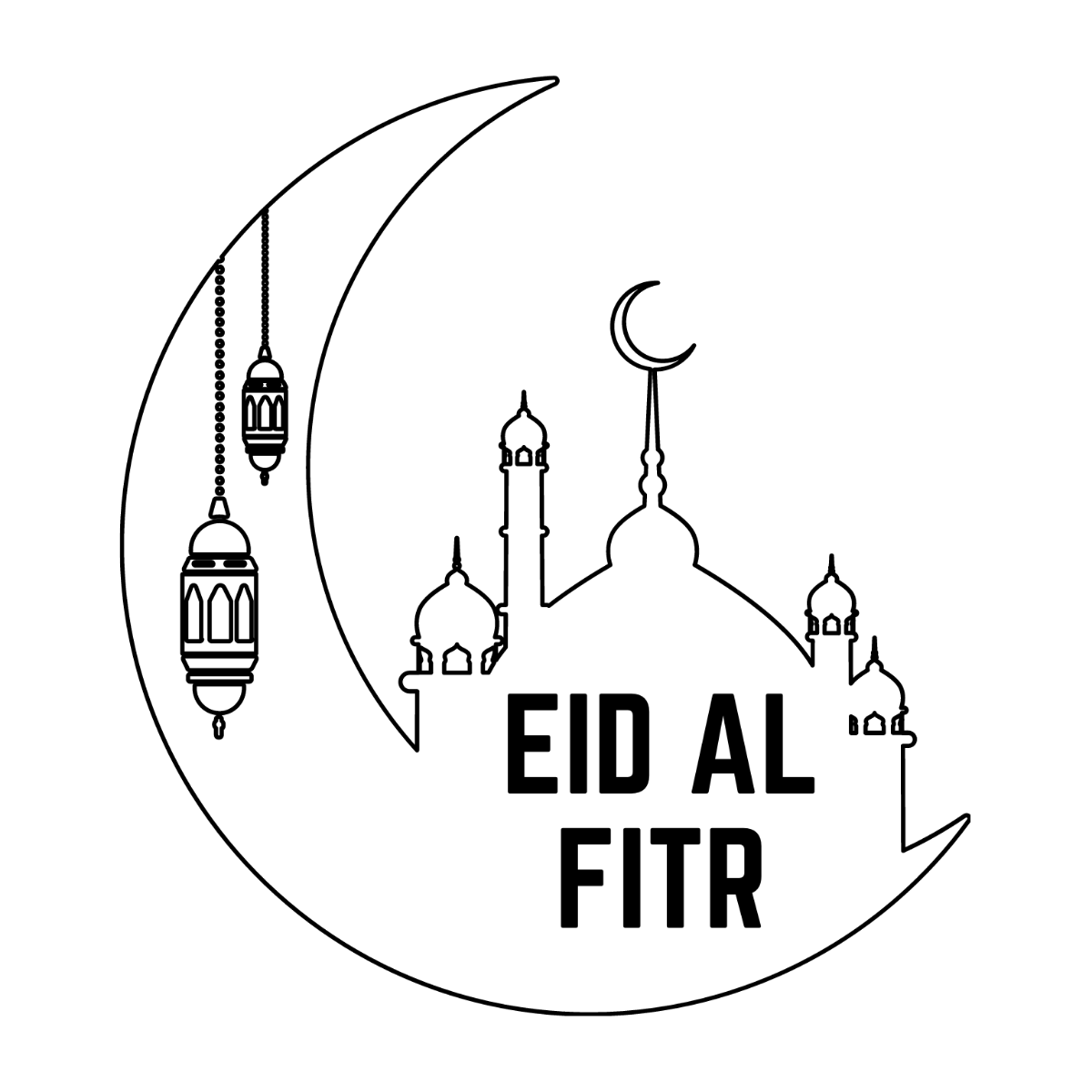 Eid al-Fitr Drawing Vector Template