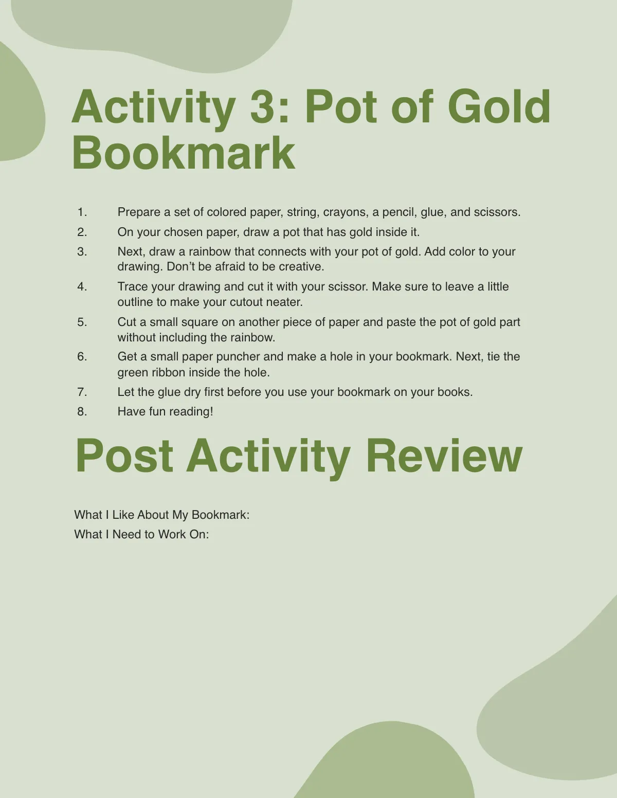 Free St. Patrick's Day Unit Workbook Template to Edit Online