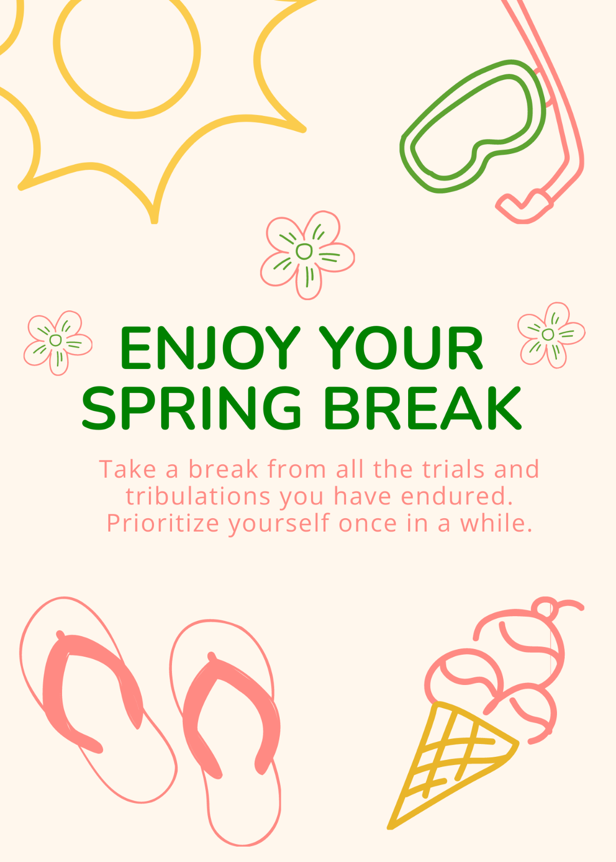 Spring Break Greeting Card Template