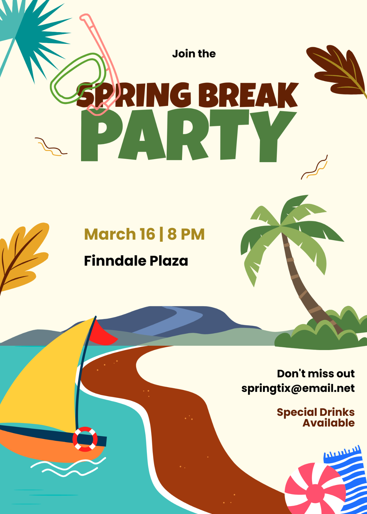 Spring Break Party Invitation Template - Edit Online & Download