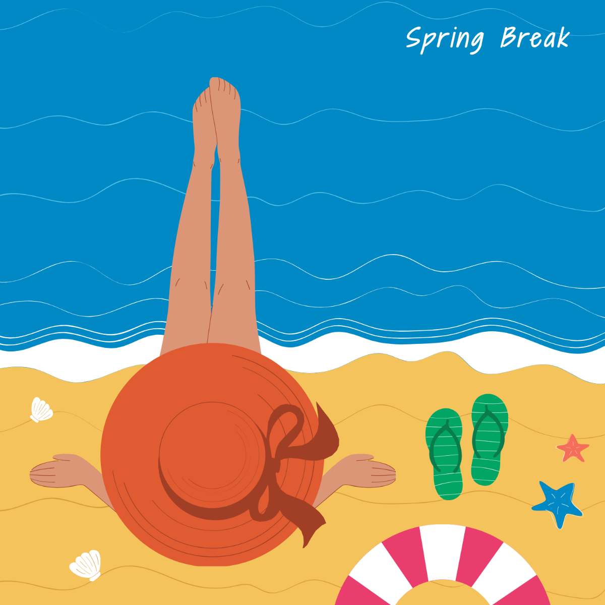 Spring Break Illustration Template
